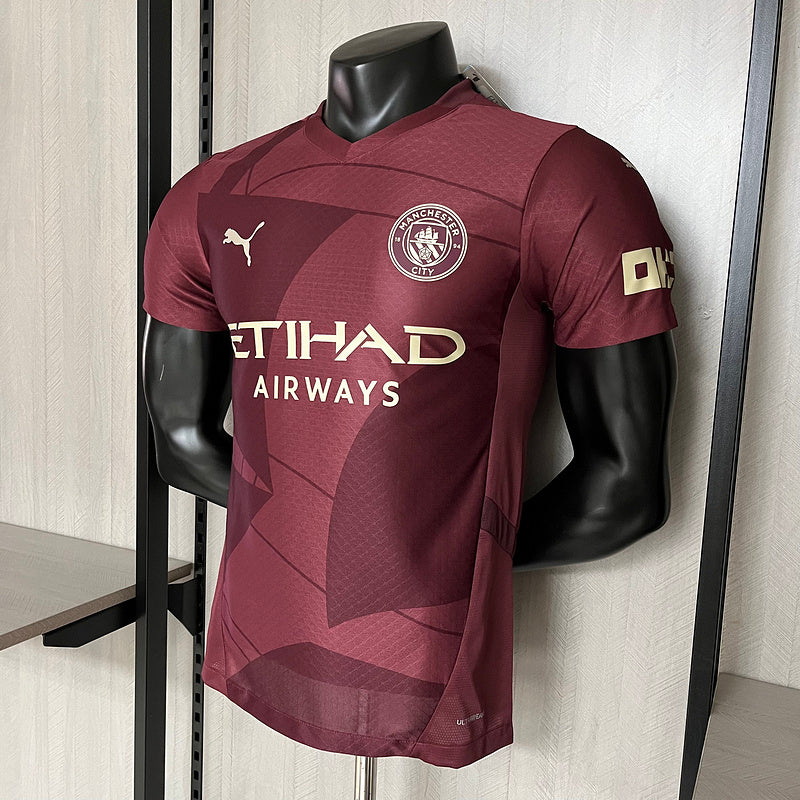 Camisa Manchester City Vinho 24-25 Versão Jogador