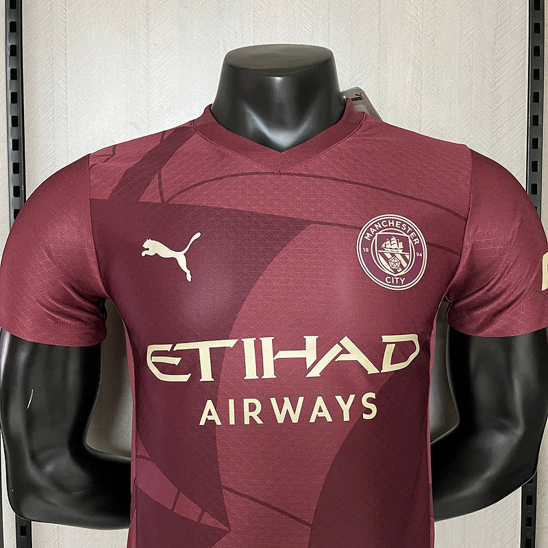 Camisa Manchester City Vinho 24-25 Versão Jogador