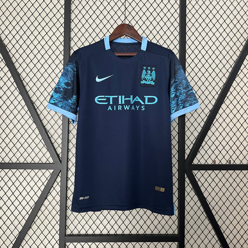 Camisa Retrô Manchester City 2015-16 Polo Blue